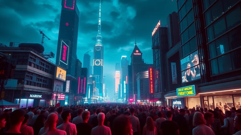 Engage with vibrant sci-fi movie streaming in a futuristic neon city atmosphere.