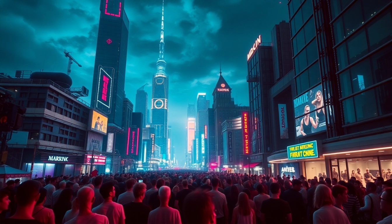 Engage with vibrant sci-fi movie streaming in a futuristic neon city atmosphere.