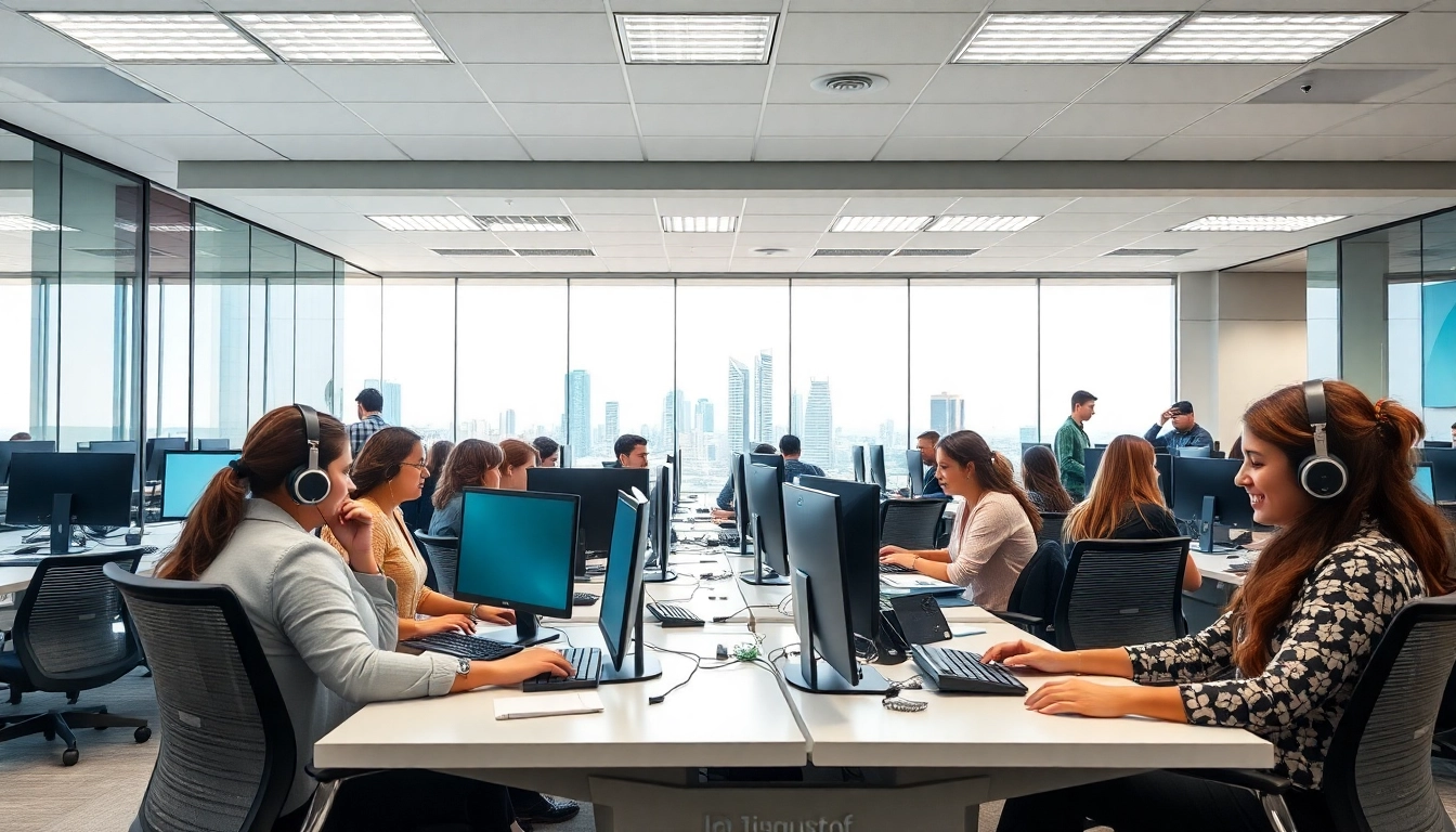 Boost productivity at a busy Tijuana call center with diverse agents engaging with clients.