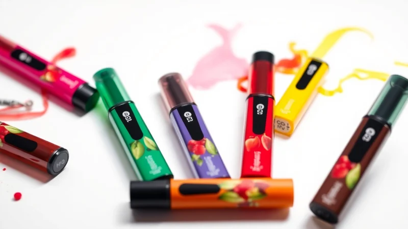 Experience the delicious fruity flavors of hqd surv through a colorful display of disposable vapes.