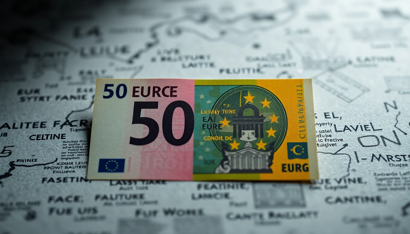 Examine the differences in fake currency Europe with a close-up of a counterfeit 50 euro note.