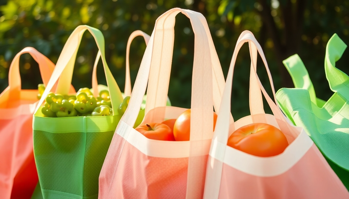 Biodegradable produce bags wholesale filled with fresh fruits and veggies, promoting sustainable shopping.