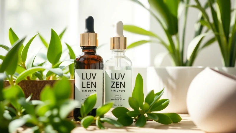 Experience LUV Zen Drops in a calming, natural setting that promotes relaxation and stress relief.