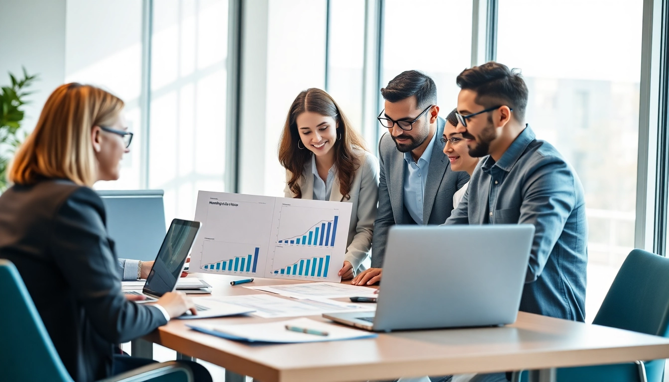 Optimieren Sie Ihr marketing für pflegedienste, indem Sie Strategien mit Experten in einer modernen Büroumgebung entwickeln.