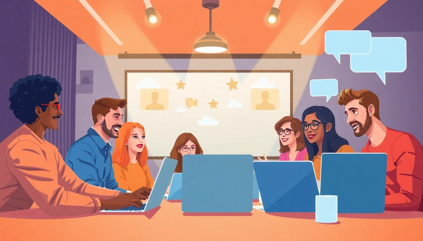 Engaging live stream audience connecting through devices, sharing experiences and reactions.