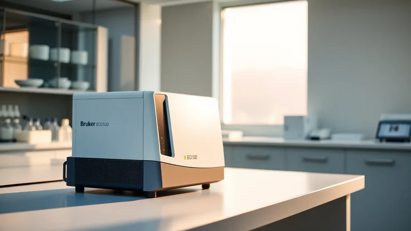 Bruker EOS 500 Handheld LIBS Analyzer showcasing its advanced features and modern design in a professional lab.