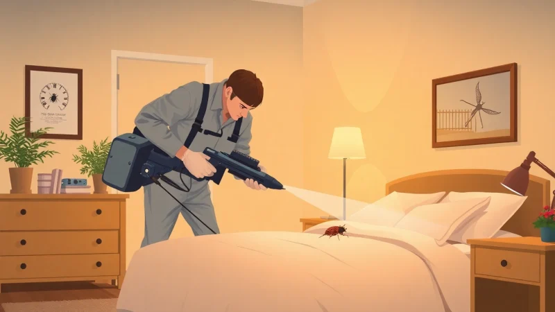 Effective bed bug pest control in action by a professional exterminator inspecting a home