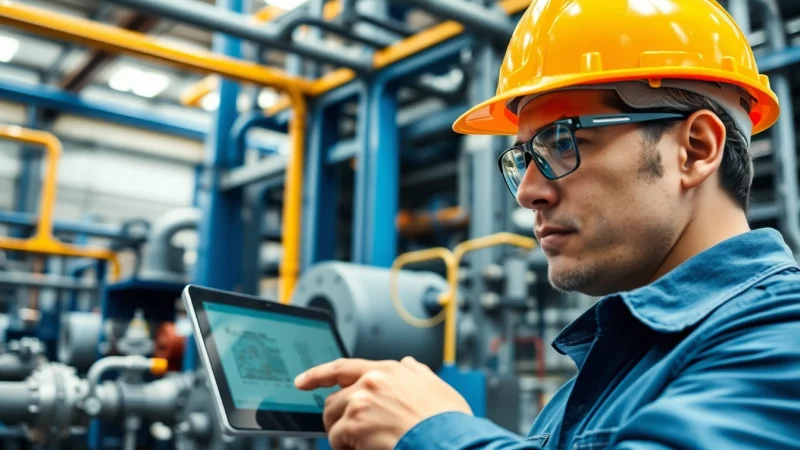 Pipe stress Company engineer analyzing pipe systems in a modern industrial environment.