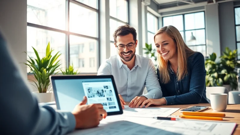 Showcasing Edmonton web design professionals collaborating in a modern office space.