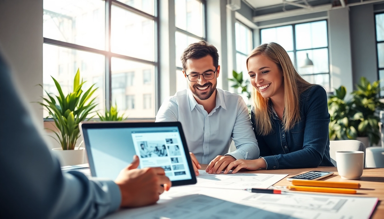 Showcasing Edmonton web design professionals collaborating in a modern office space.