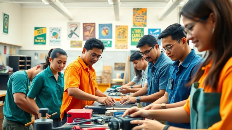 Students collaborating at Hawaii trade schools, showcasing hands-on training and teamwork.