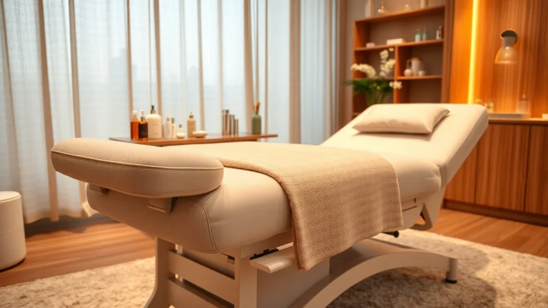 Die liege für Kosmetik in einem eleganten Spa-Umfeld, ideal für professionelle Behandlungen.