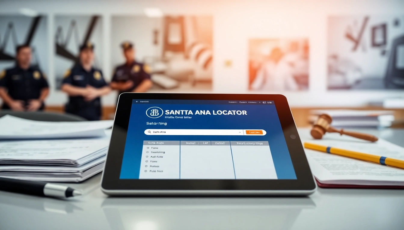 Locate inmates using the Santa Ana inmate locator tool displayed on a tablet.