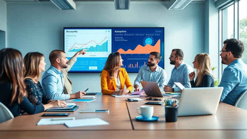 Explore best accounts payable tools with a professional team collaborating in a bright office setting.