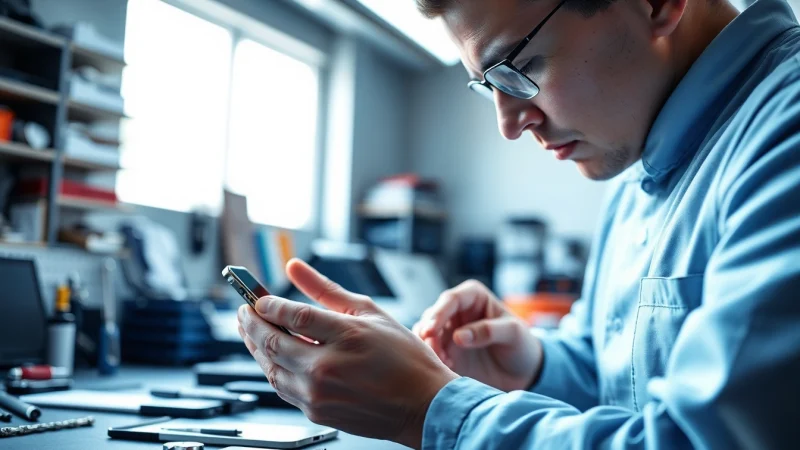 Riparazione iPhone Torino da un tecnico specializzato in un ambiente professionale.