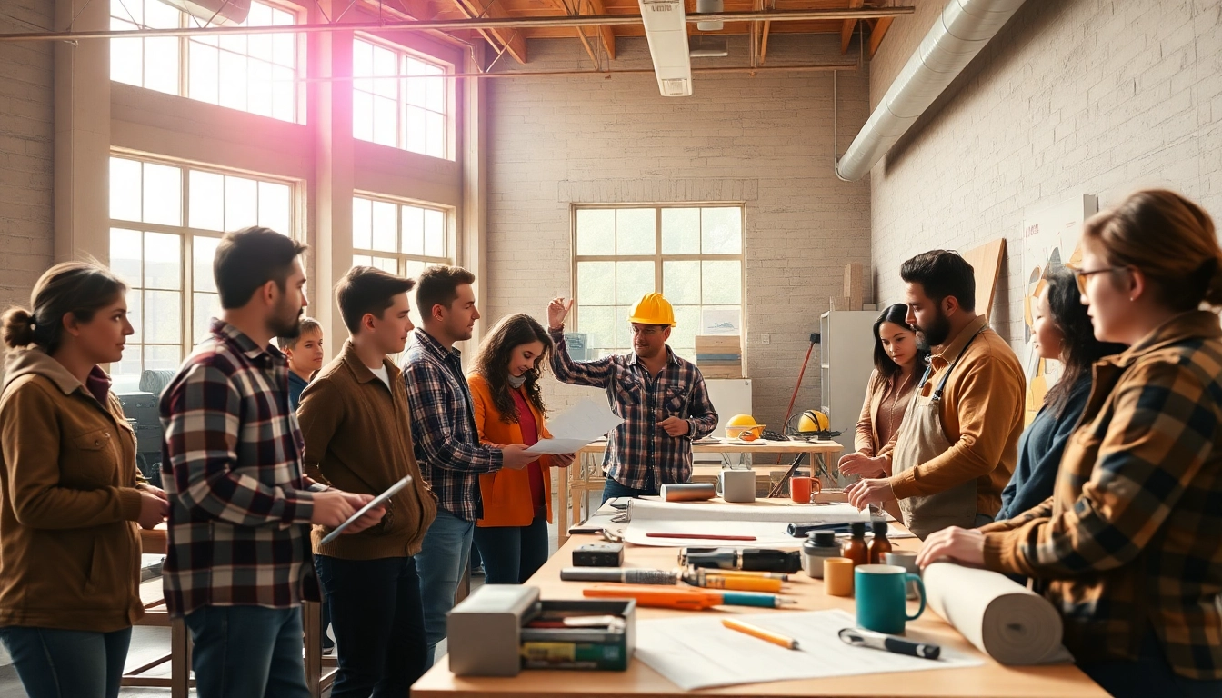 Engaged students at construction trade schools in Texas learning hands-on skills with tools.