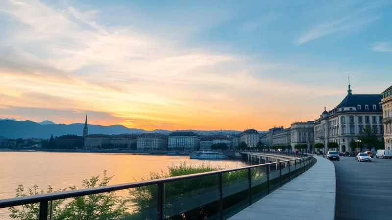 Admire Zürich's breathtaking sunset over the city reflecting on the tranquil lake waters.