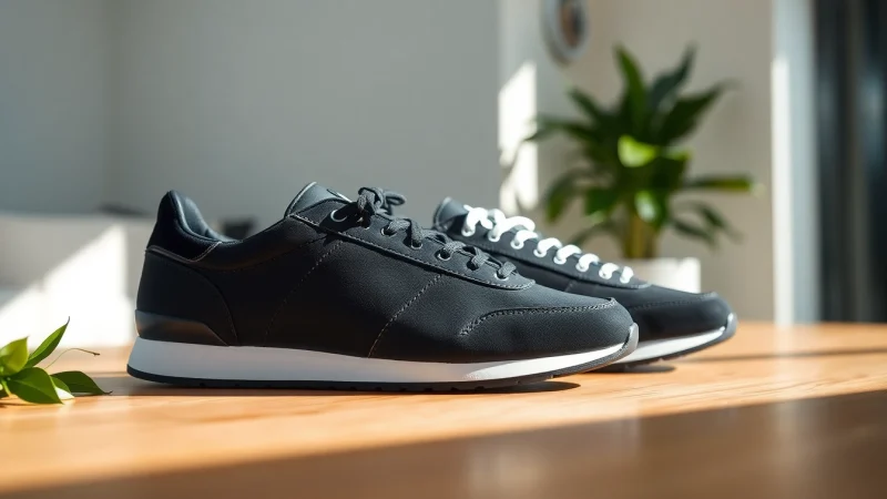Showcase of high-quality replica sneakers on a wooden surface highlighting craftsmanship and design.