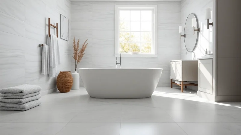 Showcasing a beautifully designed bathroom remodeling with modern fixtures and natural light.