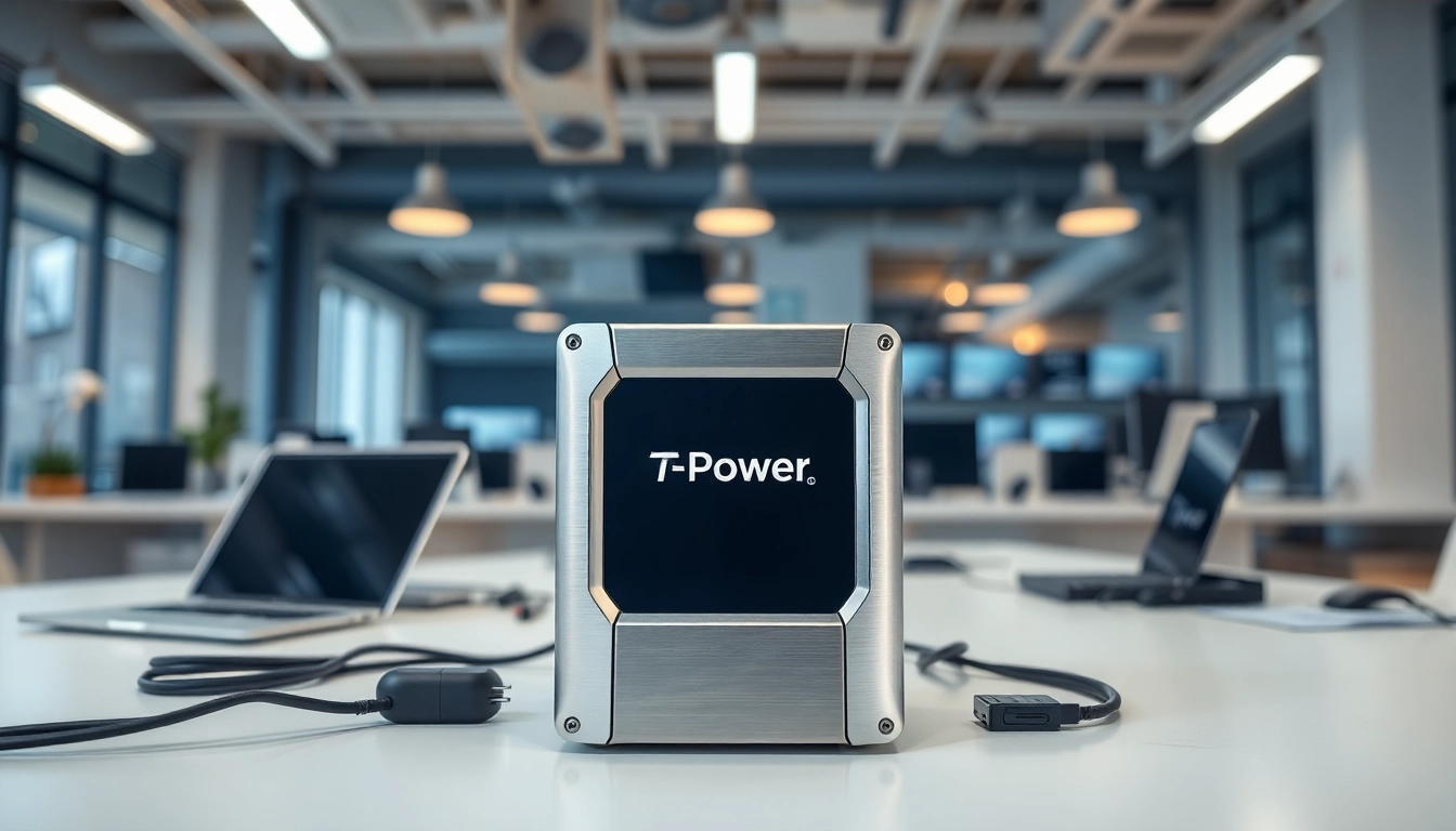 Showcasing the high-quality TPower supply unit in a modern workspace for enhanced technology.