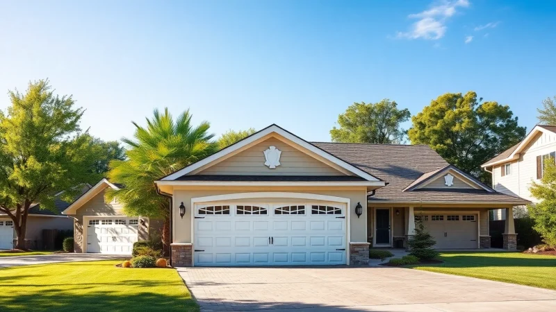 Explore various custom built garages showcasing unique designs and high-quality craftsmanship in a suburban environment.