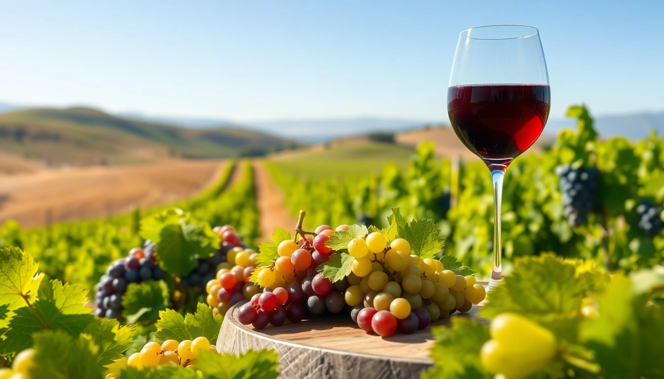Sample of exquisite wineries in Clarksburg with lush vineyards and a glass of wine.