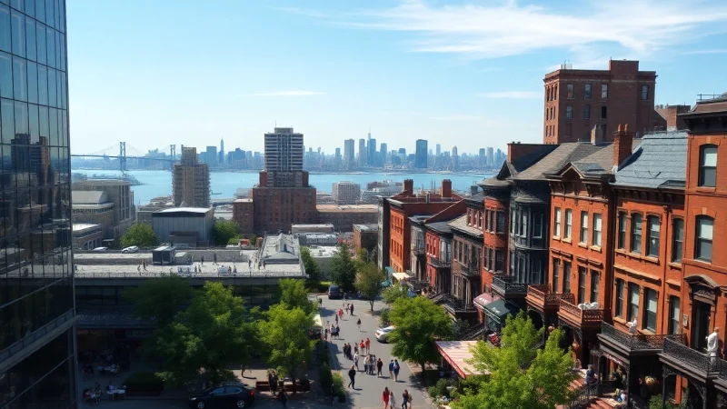 Experience the lively Downtown Jersey City with its mix of modern buildings and historic architecture.