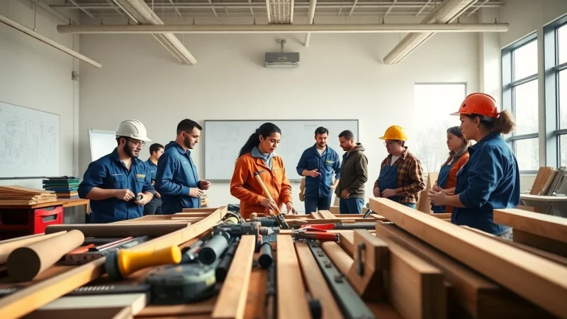 Students learning at construction trade schools in Texas in an interactive classroom atmosphere.