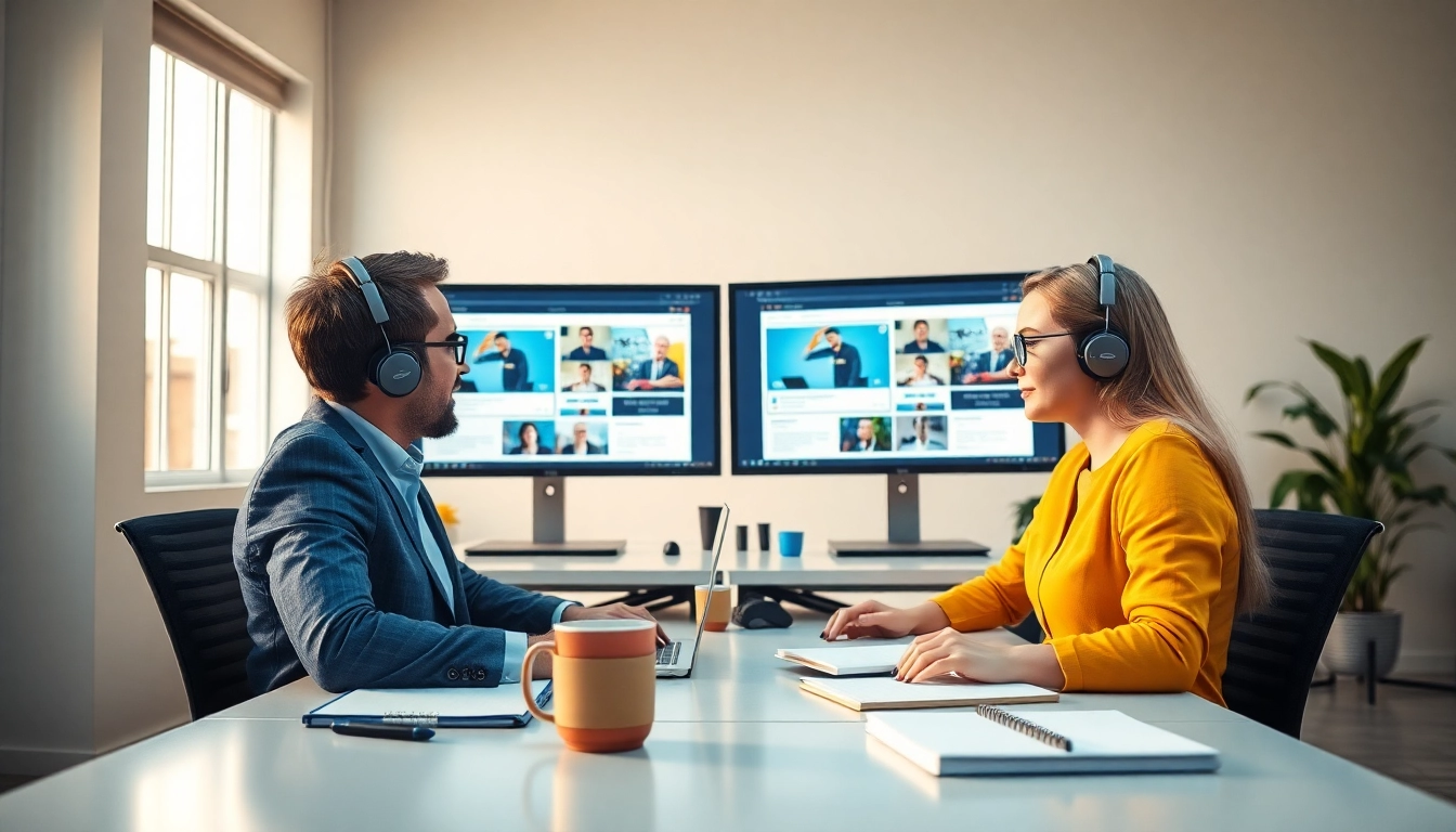 Engaged professionals searching for online jobs PH opportunities in a bright workspace.