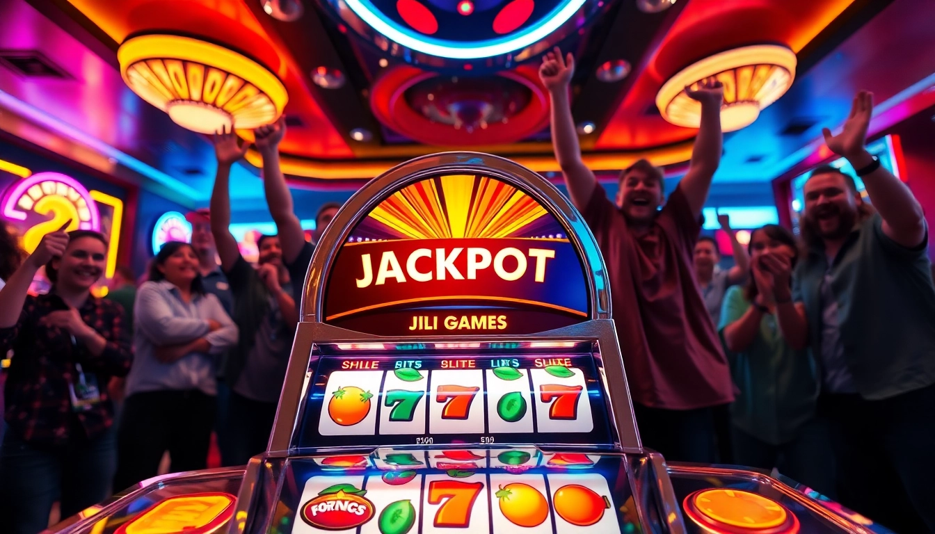 Engaging scene with JILI Games slot machine in vibrant casino, attracting players and excitement.