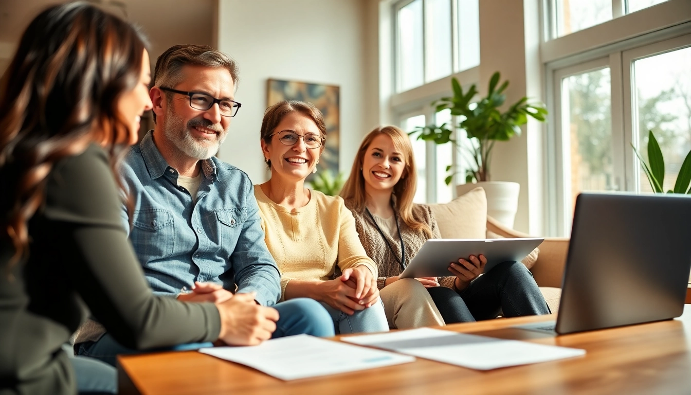 Sell my house no realtor Little Rock, AR discussion between a couple and consultant in a cozy living room.