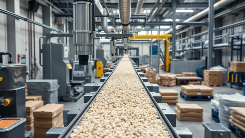 Efficient vacuum conveyor transporting bulk materials in a modern industrial facility.