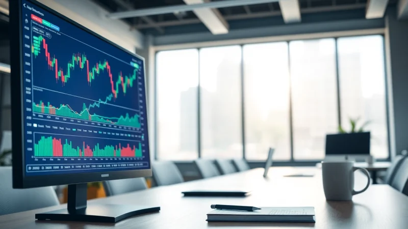 Visualize ai trading software in action, showcasing dynamic charts and a modern office environment.