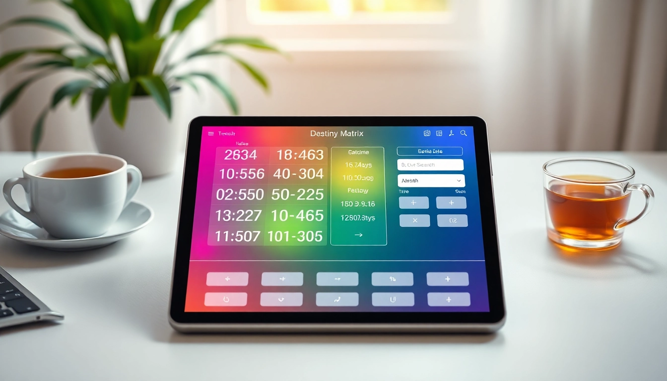 Calculate your destiny matrix calculator results on an elegant digital interface.