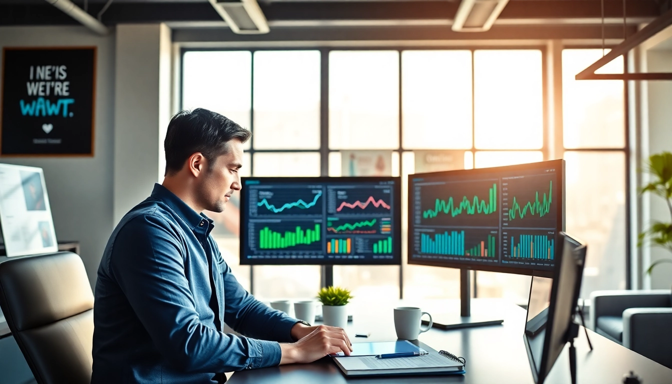 Analyze Wavlyn data in a modern office with vibrant analytics