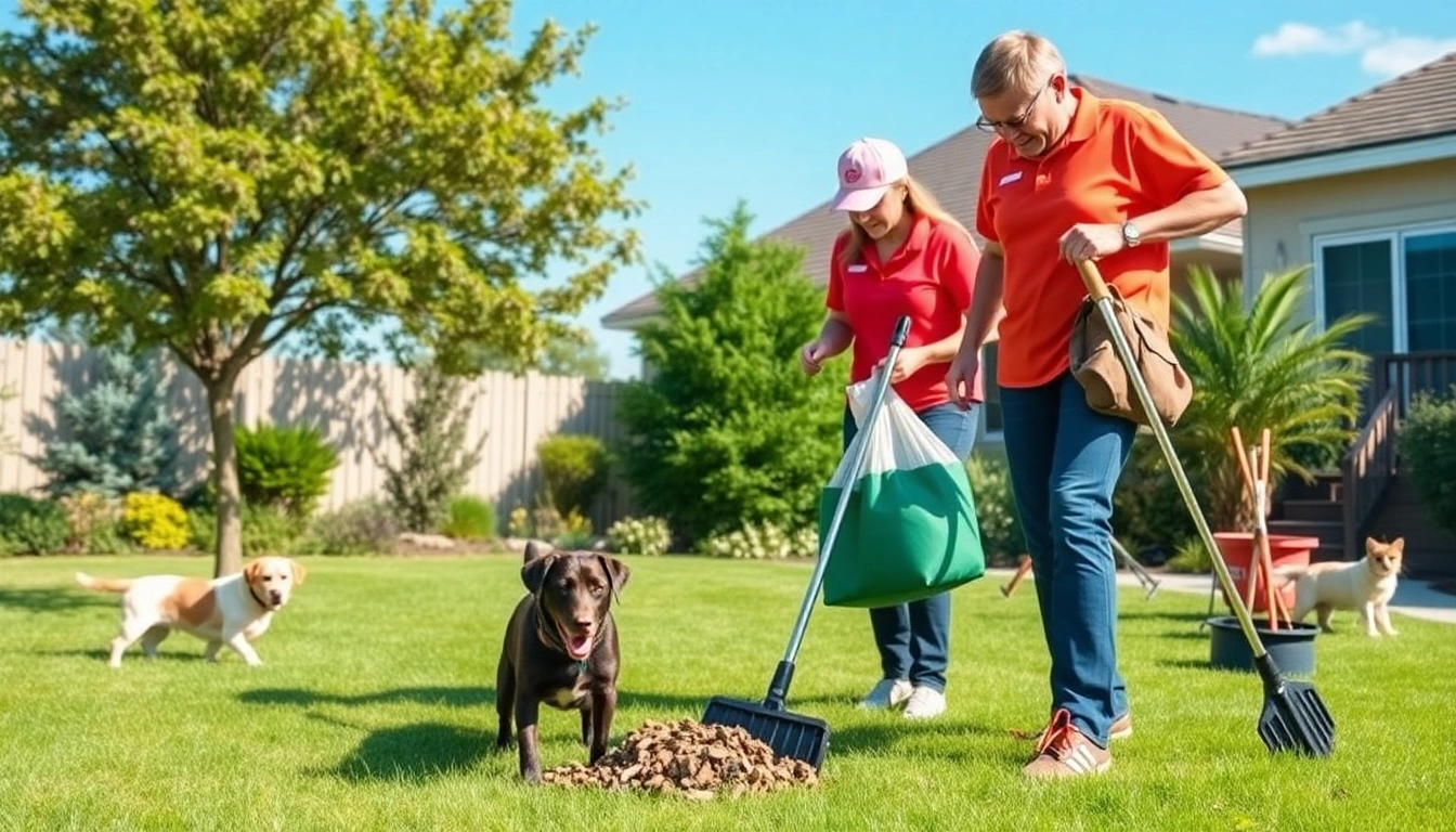 Alamo Ranch poop scooper team diligently cleaning a backyard to ensure a pet-friendly environment.
