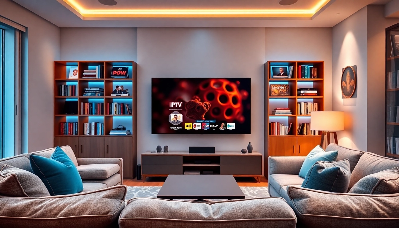 Enjoy IPTV Subscription seamless on a sleek television setup highlighting premium channels.