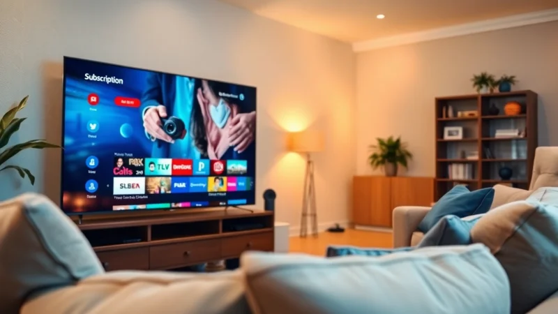 Enhance your viewing experience with IPTV Subscription USA displayed on a modern smart TV.