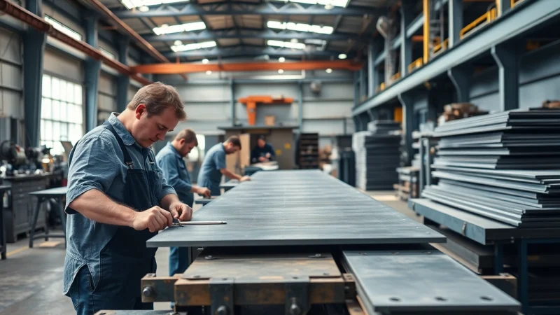 Metal manufacturer Edmonton showcasing skilled artisans in a vibrant metal fabrication workshop.