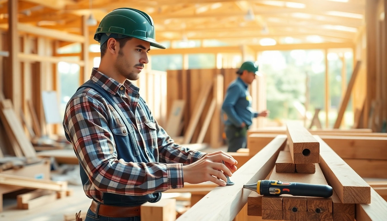 Engaged carpenter apprentice with tools at a construction site, searching for carpentry apprenticeship near me.