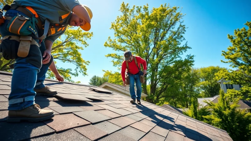 Expert team performing residential roof replacement on a home with a focus on quality workmanship.