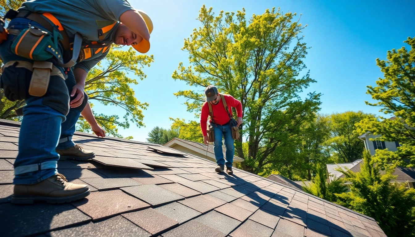 Expert team performing residential roof replacement on a home with a focus on quality workmanship.