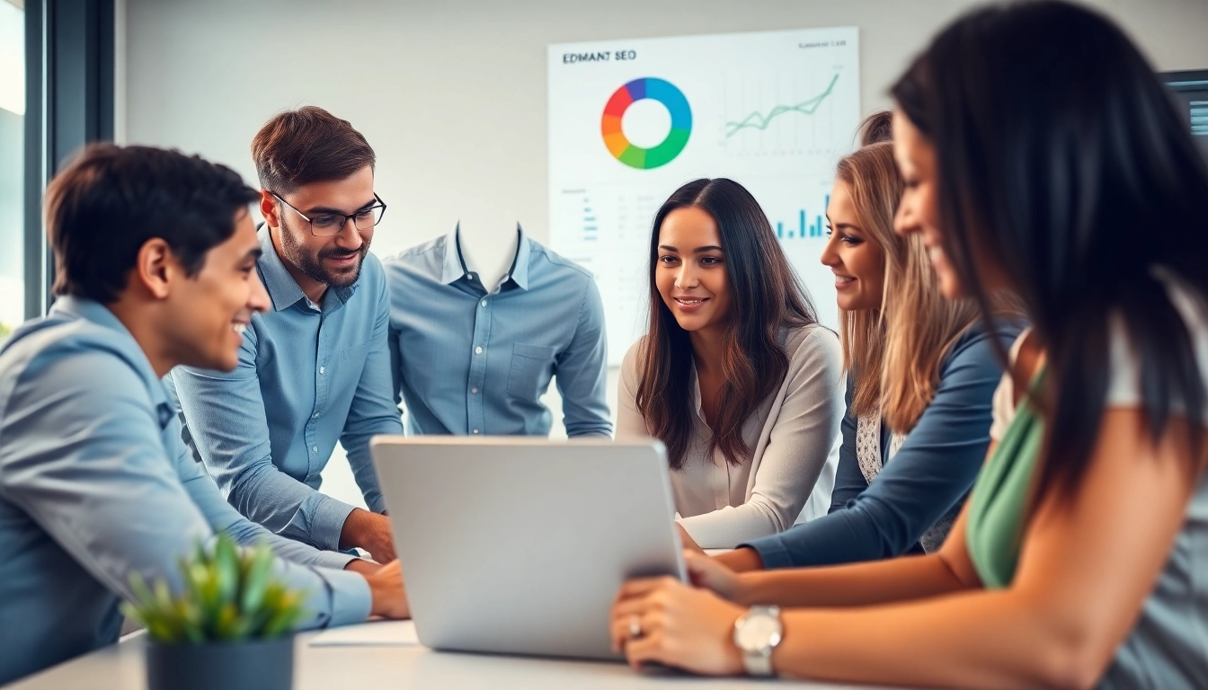 Enhancing Edmonton SEO strategies with a dynamic marketing team in a modern office