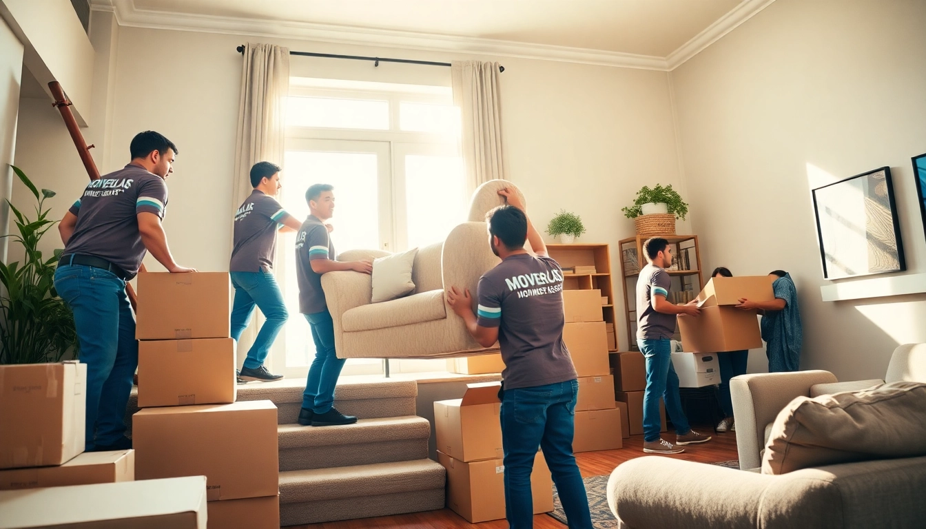 Efficient Brooklyn movers lifting furniture during a residential move in a bright brownstone setting.
