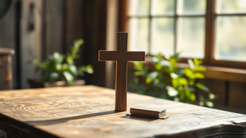 Handmade crosses displayed elegantly on a rustic wooden table with natural lighting.