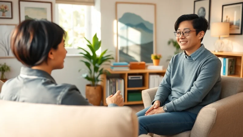 Engaging scene of an attachment theory specialist in a therapy session fostering trust and connection