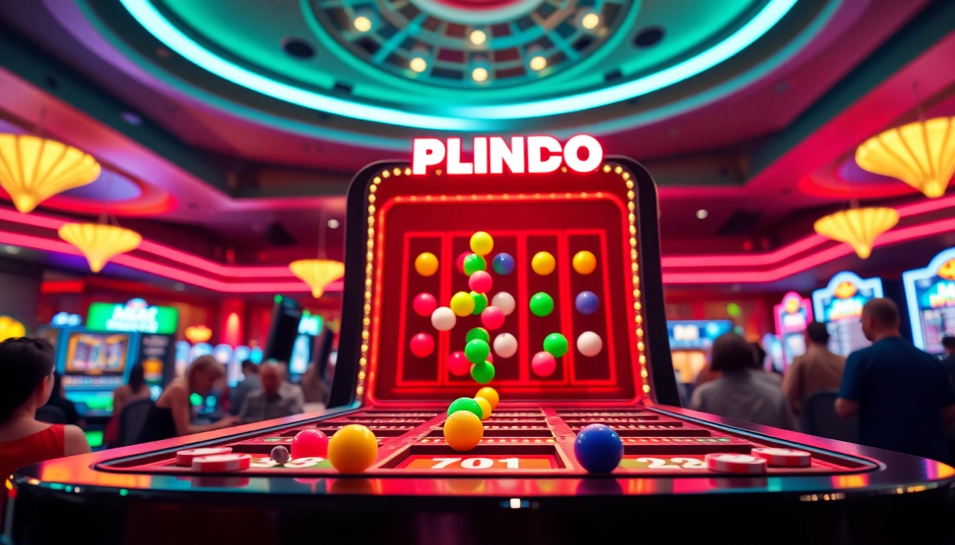 Играть плинко в казино с захватывающим игровым процессом на ярком фоне.