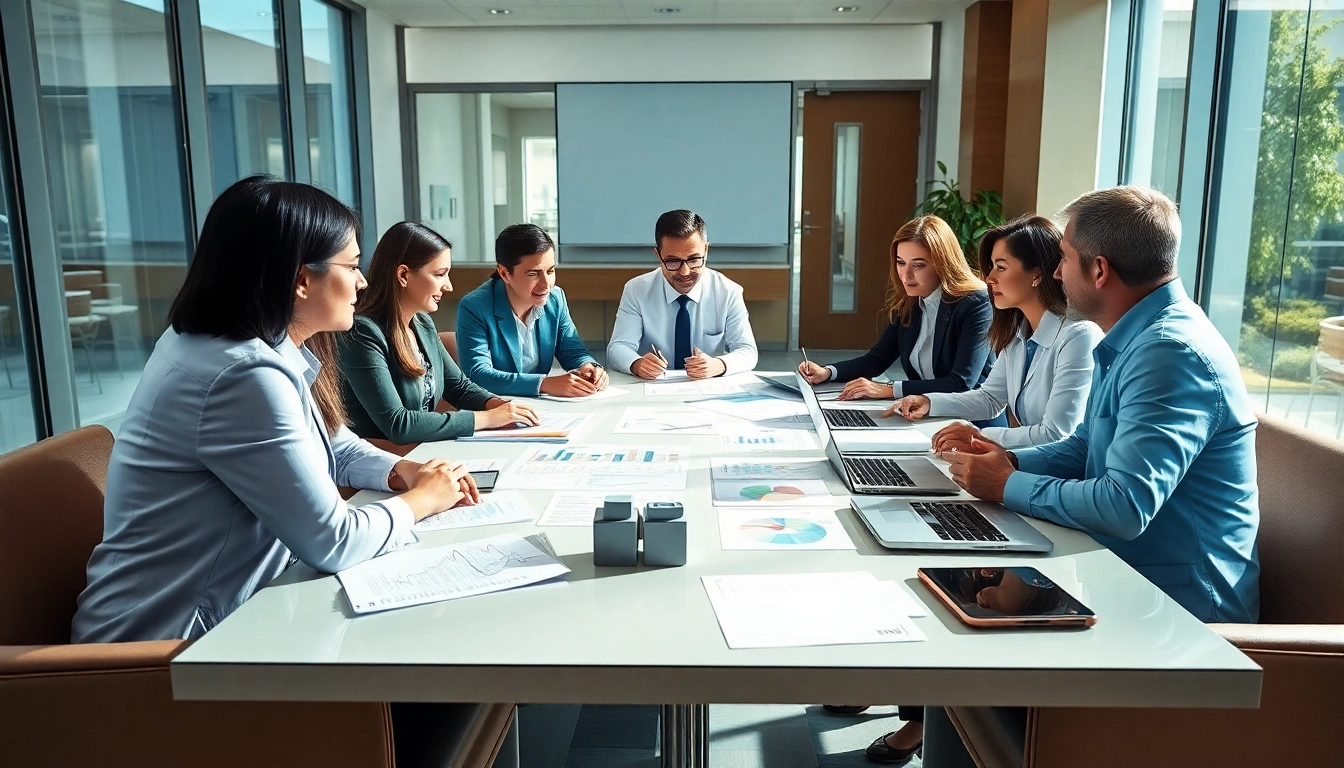 Discussing strategies using a hospital cfo email list in a professional setting with diverse executives.