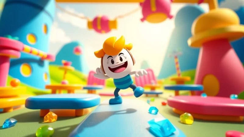 Exciting action in Stumble Guys Mod Apk with a character navigating colorful obstacles.