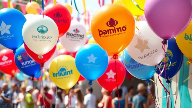 Print balloons with your logo showcased at a lively outdoor celebration.
